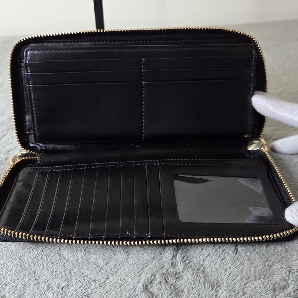 * Michael Kors MK Crimson Signature JetSet Travel Continental Large Wallet Black - Picture 11 of 13